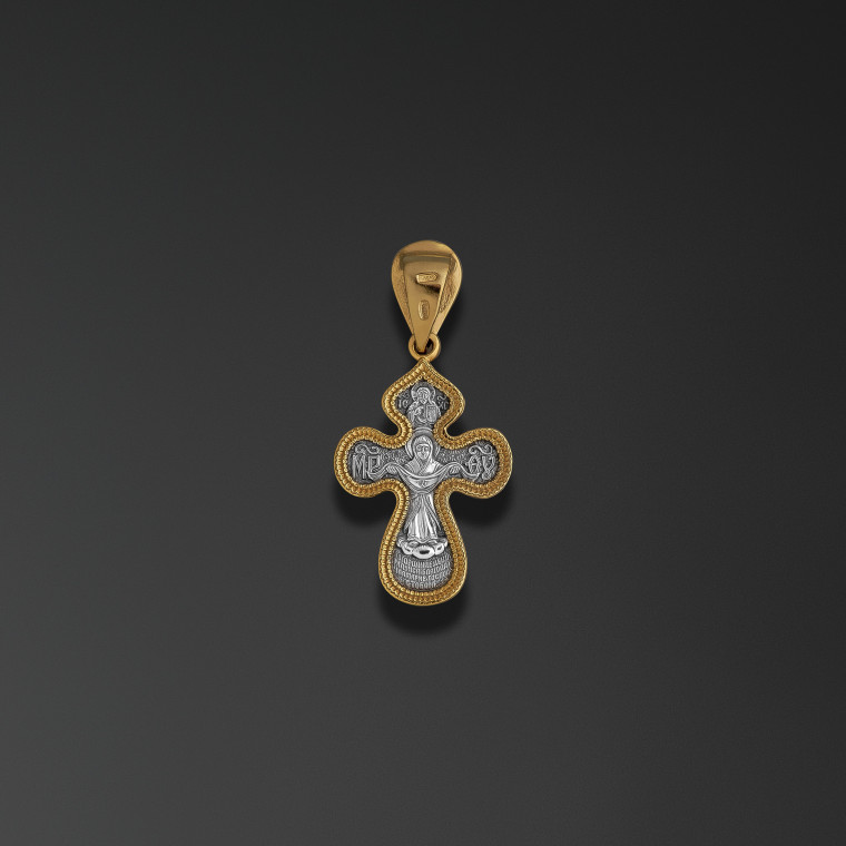 Byzantine cross with an image of the Intercession of Theotokos