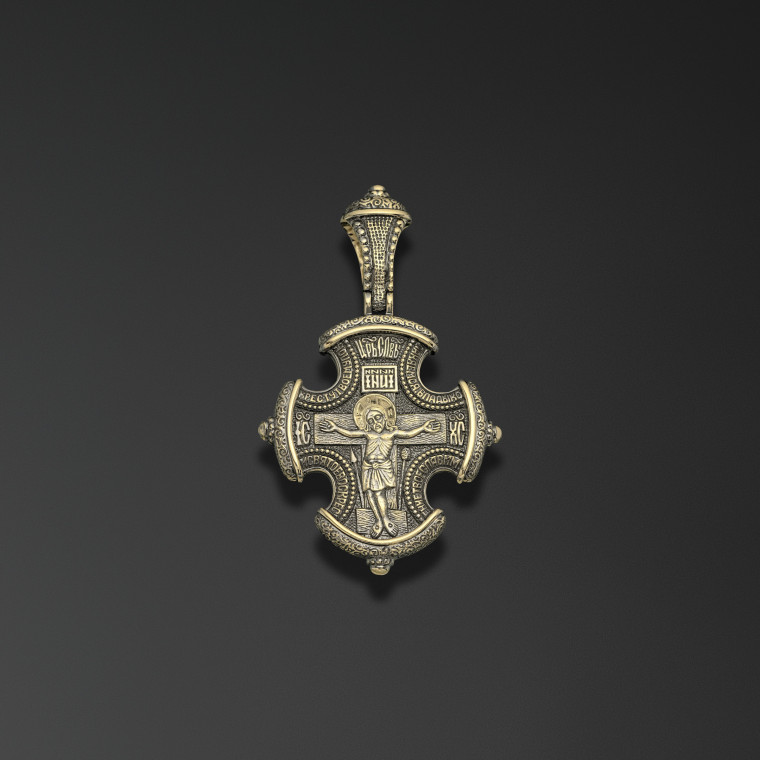 Engolpion cross with image of Nicholas the Miracle Worker