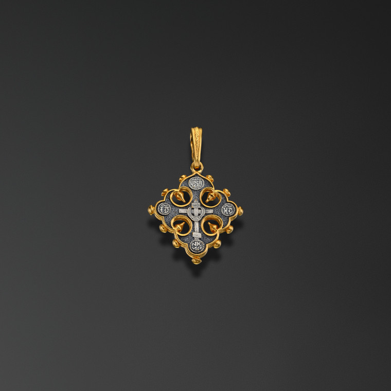 Greek cross with lily-petal silhouette