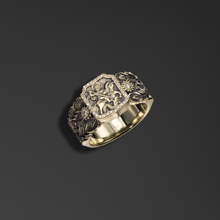 Foldable signet ring of the Miracle of Saint George and the Dragon 