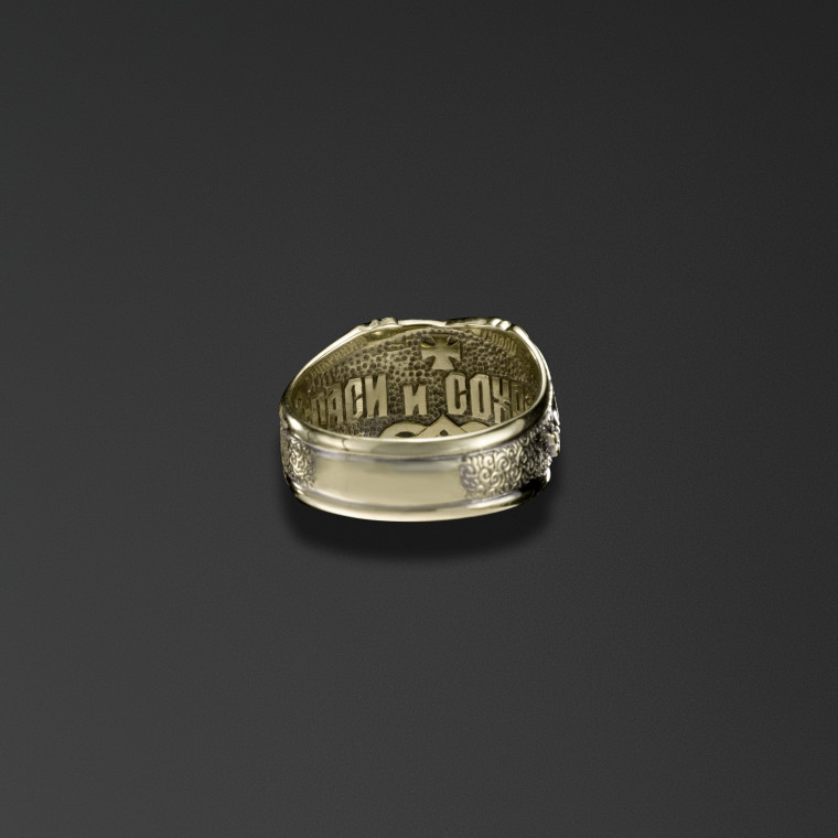 Protective signet ring bearing the words ‘Save and Protect’