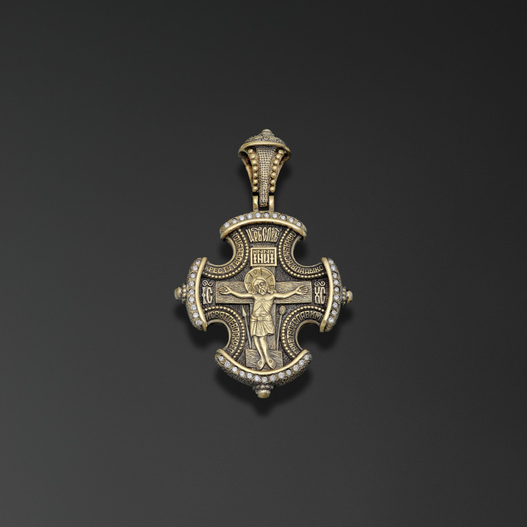 Engolpion cross with image of Nicholas the Miracle Worker