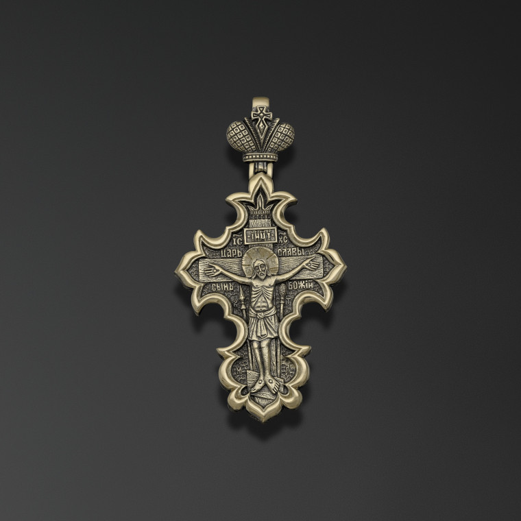 Cross with lily petal arms 