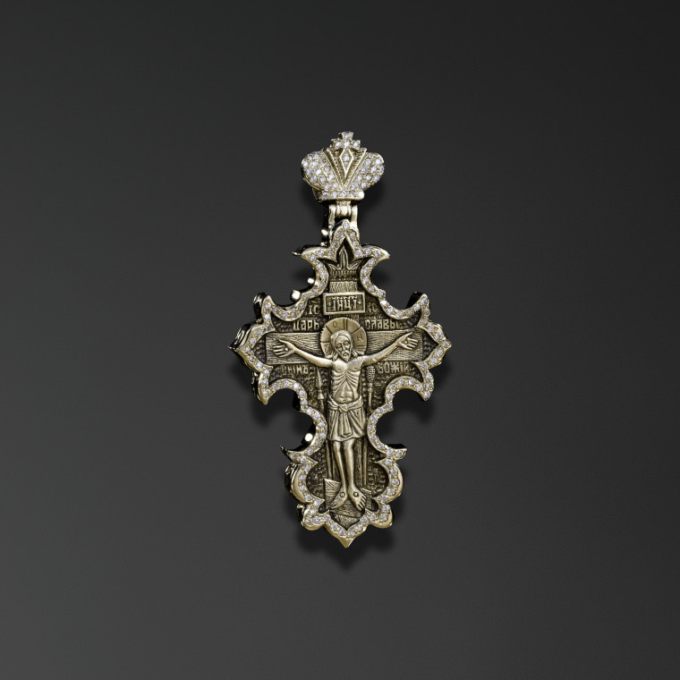 Cross with lily petal arms 