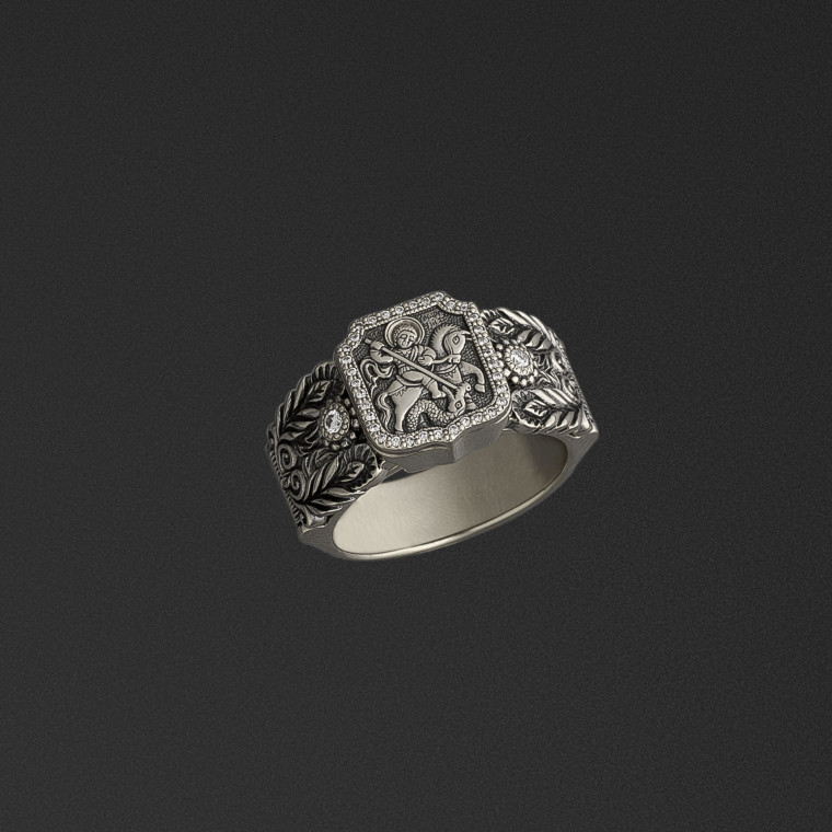 Foldable signet ring of the Miracle of Saint George and the Dragon 