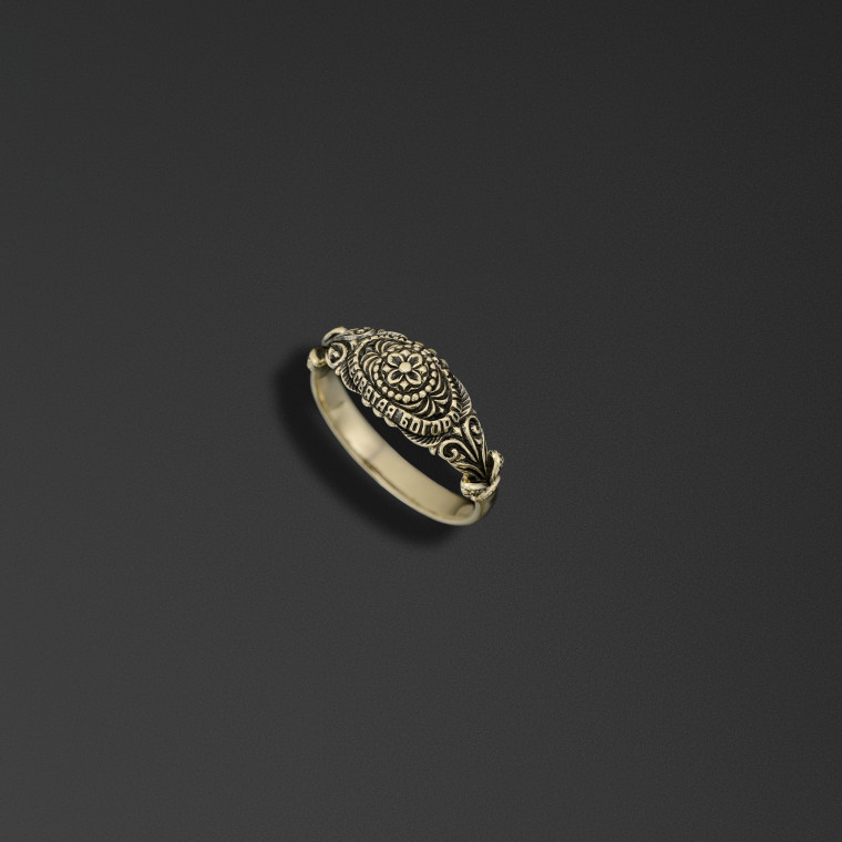 Protective signet ring bearing the words of the Hail Mary