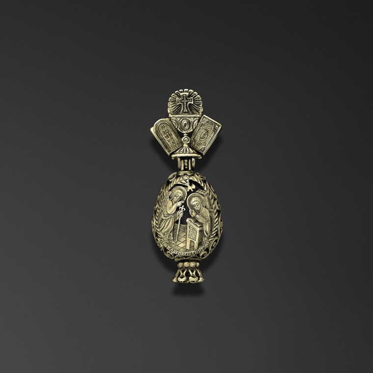 Annunciation. Easter Egg with an Image of Our Lady of the Sign
