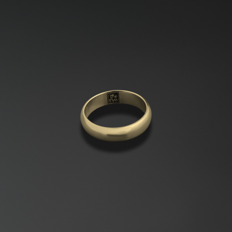 Wedding ring engraved with an image of Our Lady of Kazan