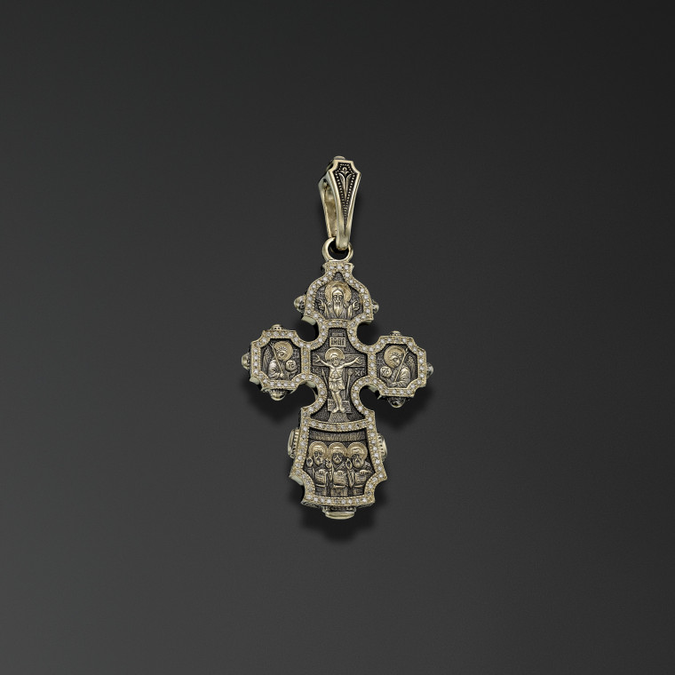 Engolpion cross with image of Nicholas the Miracle Worker